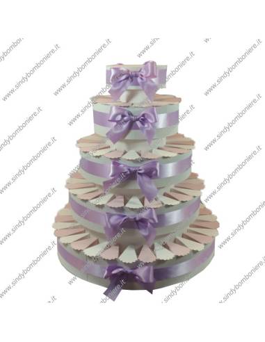 STRUTTURA TORTA BOMBONIERA 90 FETTE BICOLORE PORTACONFETTI FAI DA TE CONFEZIONE