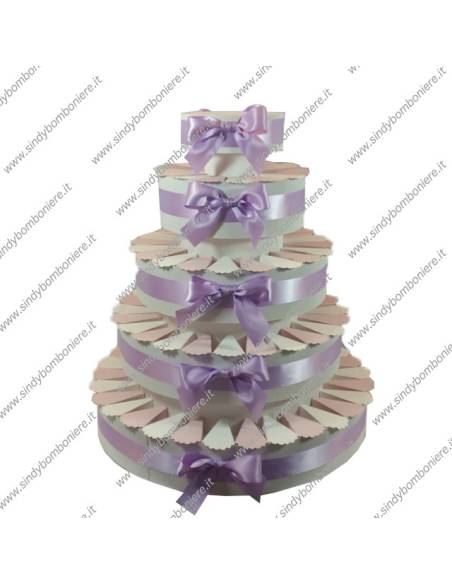 STRUTTURA TORTA BOMBONIERA 90 FETTE BICOLORE PORTACONFETTI FAI DA TE CONFEZIONE