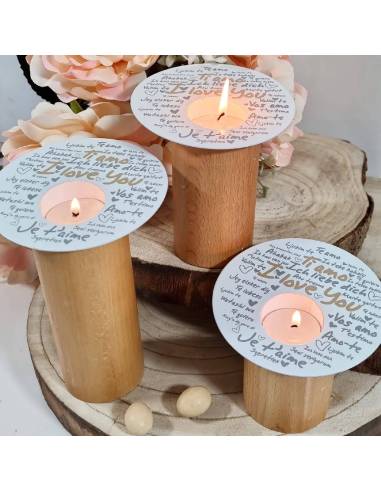 Bomboniere matrimonio portacandele solidali quadrifoglio