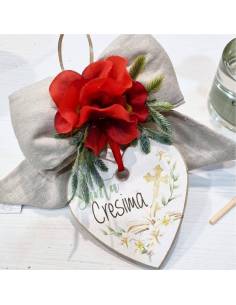 Bomboniere Cresima originali cuore in legno profumato appendino