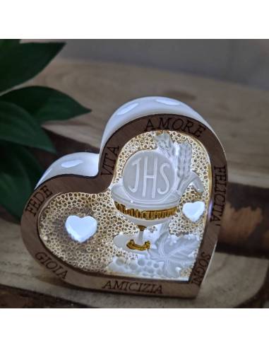 Bomboniere Comunione originali cuore sacro luce led frasi