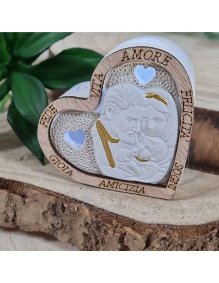 Bomboniere Battesimo Sacra Famiglia cuore frasi luce led