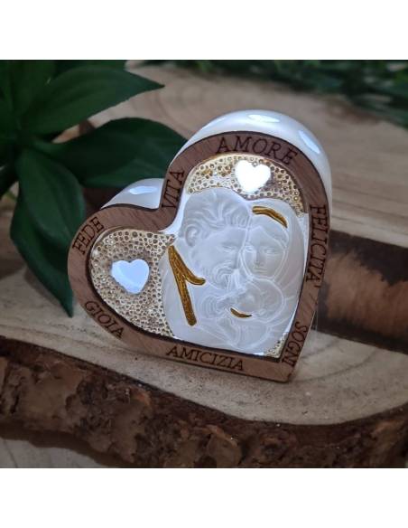 Bomboniere Battesimo Sacra Famiglia cuore frasi luce led