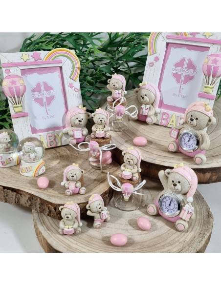 Bomboniere Battesimo bimba solidali orsetti Quadrifoglio