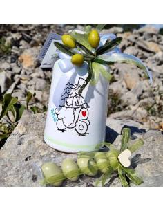 Bomboniere olio bottiglia in ceramica Pugliese dipinta a mano per matrimonio