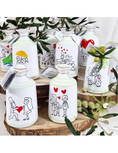 Bomboniere olio bottiglia in ceramica Pugliese dipinta a mano per matrimonio