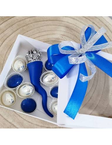 Bomboniere corno in ceramica con scatola degustazione