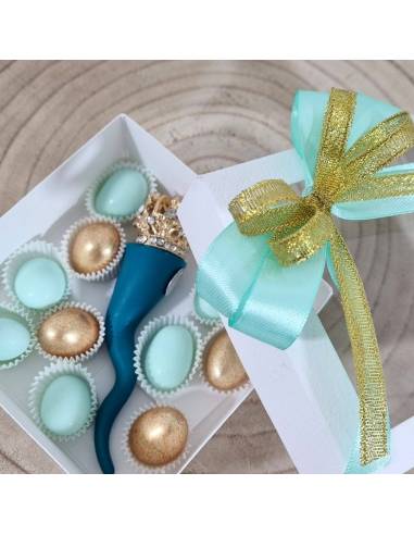 Bomboniere corno in ceramica con scatola degustazione