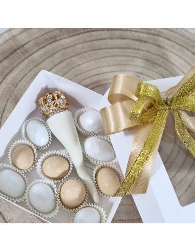 Bomboniere corno in ceramica con scatola degustazione