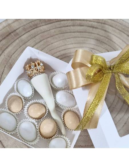Bomboniere corno in ceramica con scatola degustazione