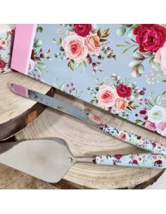 Idee bomboniere utili set coltello e paletta per dolci linea pink e roses