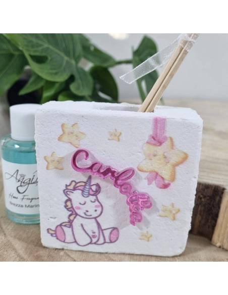Bomboniere Battesimo profumatori Unicorno personalizzato