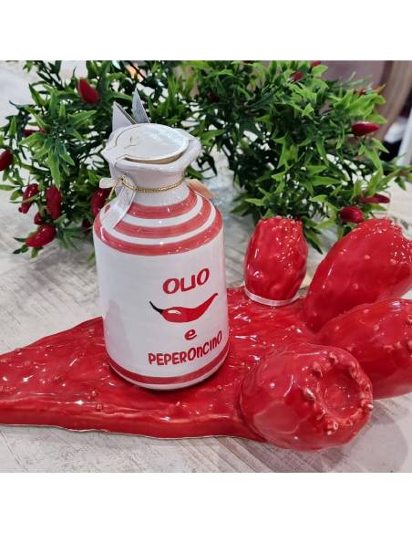 Bomboniere olio evo al peperoncino in orcio in ceramica