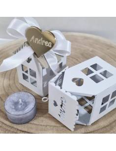 Bomboniere lanterne in metallo cuore plexiglass tealight Yankee Candle