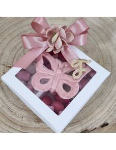 Bomboniere farfalla in ceramica confettata e iniziale personalizzata