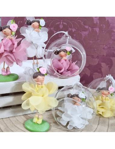 Bomboniere fate alate in bolla di vetro e in piedi originali bambole per bimba