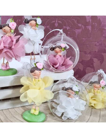 Bomboniere fate alate in bolla di vetro e in piedi originali bambole per bimba