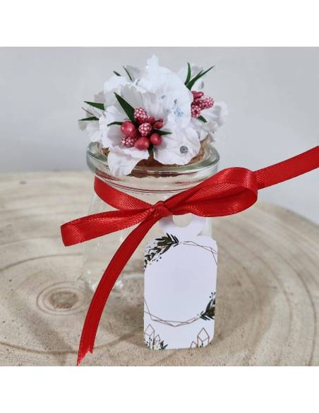 Barattolo in vetro tappo in sughero porta confetti bomboniere fiori rossi