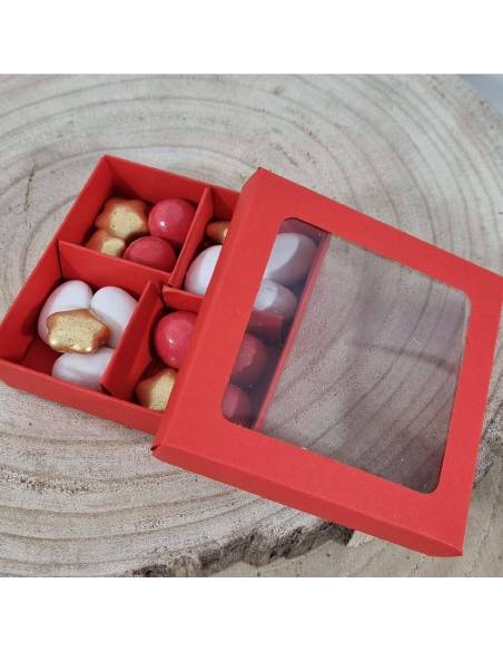 Portaconfetti laurea scatola a scomparti rossa