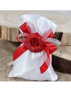 Bomboniere fiore di porcellana con sacchetto portaconfetti
