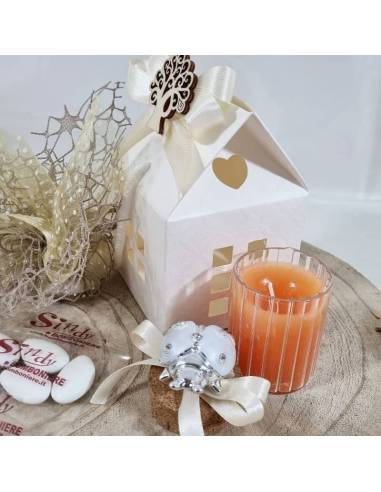 Candela con cera Yankee Candle e coccinella bianca su tappo in sughero per ogni tipo di evento