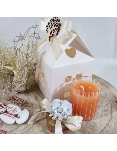 Candela con cera Yankee Candle e coccinella bianca su tappo in sughero per ogni tipo di evento