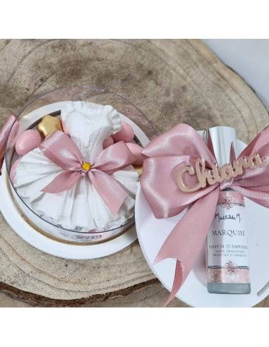 Scatola degustazione confetti con gessetto vestito con profumo