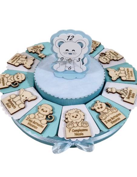 Torta bomboniere animali della giungla personalizzati magnete