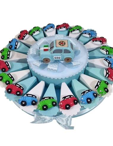 Torta Bomboniera Macchine Auto Magnete, centrale, Confetti