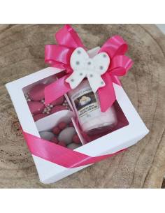 Candele bomboniere Battesimo bimba fiocco in ceramica calamita