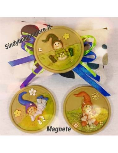 BOMBONIERE SACCHETTO BUSTA CON MAGNETE NASCITA BATTESIMO COMUNIONE COMPLEANNO