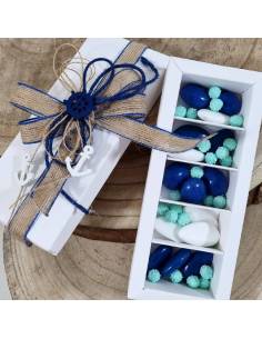 Scatole degustazione confetti tema mare ancora e timone