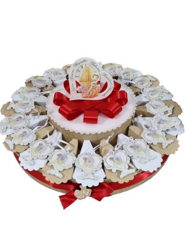Particolare bomboniere Cresima, torta con pendente Albero della Vita