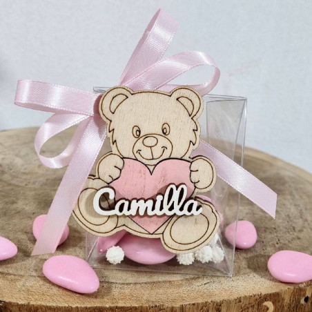 Bomboniere portaconfetti nascita bimba per confettata orsetto personalizzato
