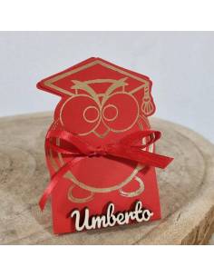 Scatoline portaconfetti laurea personalizzate a forma di gufo