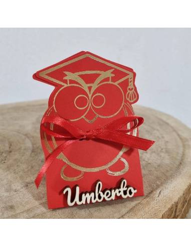 Scatoline portaconfetti laurea personalizzate a forma di gufo