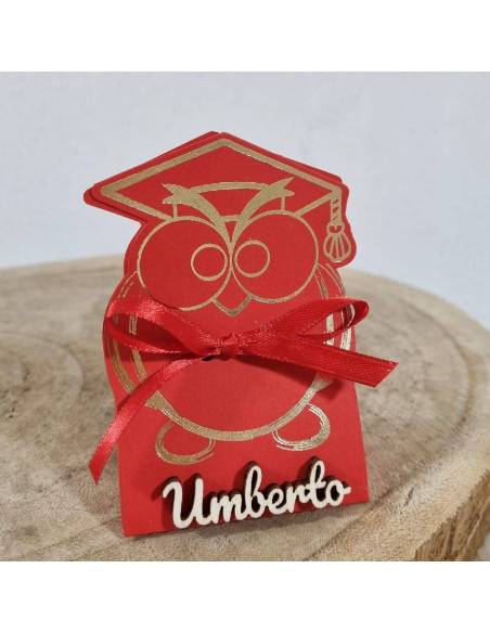 Scatoline portaconfetti laurea personalizzate a forma di gufo