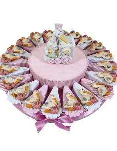 torta bomboniere nascita bimba cicogna magnete rosa