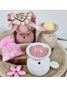 Bomboniere bruciatore cera yankee con tealight e confezionamento 2