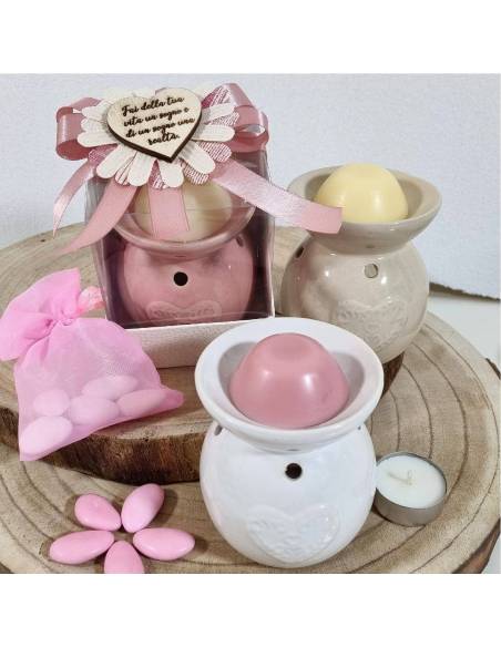 Bomboniere bruciatore cera yankee con tealight e confezionamento
