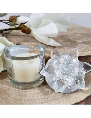 Candele bomboniere matrimonio con tappo fiore in cristallo| Sindy Bomboniere