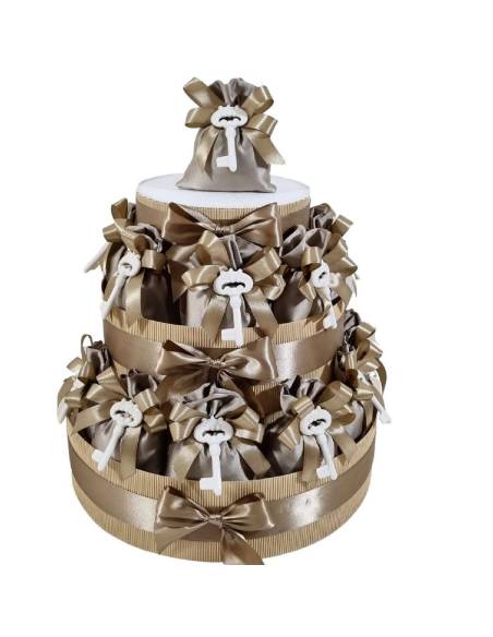 Torte bomboniere sacchetti chiave in porcellana bianca