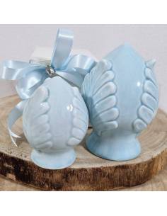 Bomboniere Battesimo maschio con pumo in ceramica traforata luce led