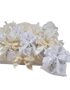 Sacchetti bomboniere Comunione cuore preghiera pendente