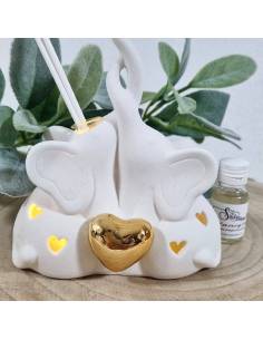 Bomboniera matrimonio profumatore elefanti ceramica luce led