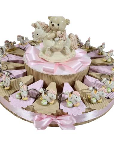 Torta bomboniere nascita cavalluccio pony femmina portachiavi