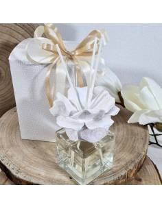 Profumatore bomboniere ceramica rosa bianca lucida