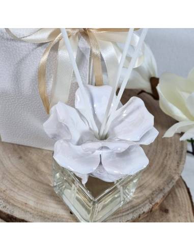 Profumatore bomboniere ceramica rosa bianca essenza melograno