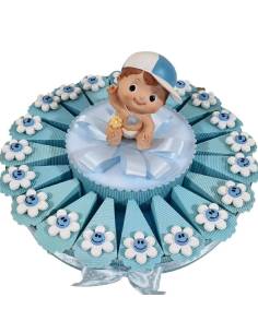 Torta bomboniere bimbo magnete fiore battesimo nascita 1° compleanno