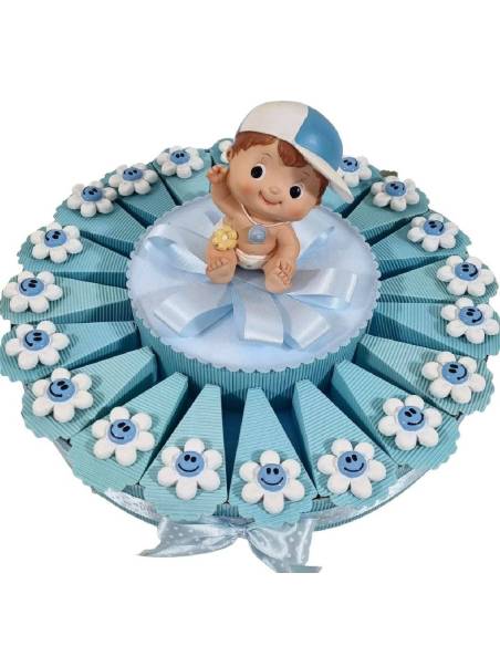 Torta bomboniere bimbo magnete fiore battesimo nascita 1° compleanno